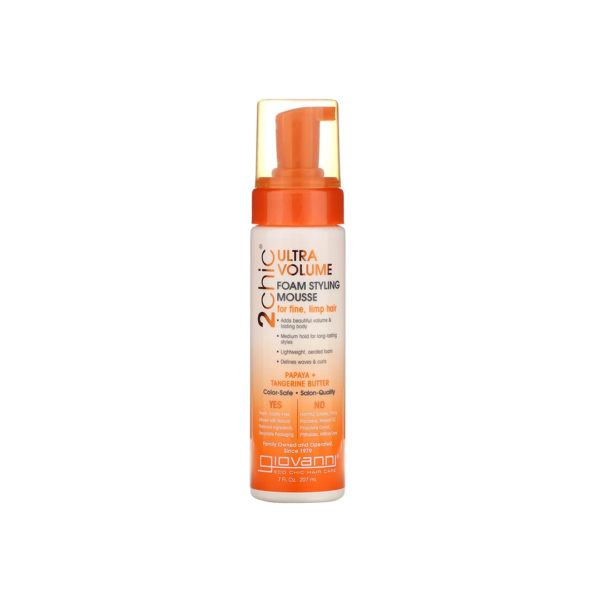 Giovanni - 2chic, Ultra-Volume Foam Styling Mousse, For Fine, Limp Hair, Papaya + Tangerine Butter