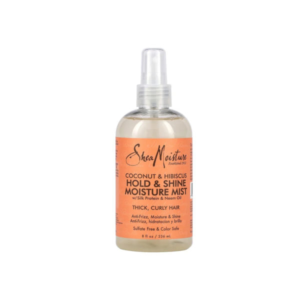 SheaMoisture - Hold & Shine Moisture Mist with Silk Protein & Neem Oil, Coconut & Hibiscus Ohmykajo curly hair care, hair loss treatment, curly hair products