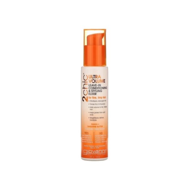 Giovanni - 2chic, Ultra-Volume Leave-In Conditioning & Styling Elixir, For Fine, Limp Hair, Papaya + Tangerine Butter Ohmykajo curly hair care, hair loss treatment, curly hair products