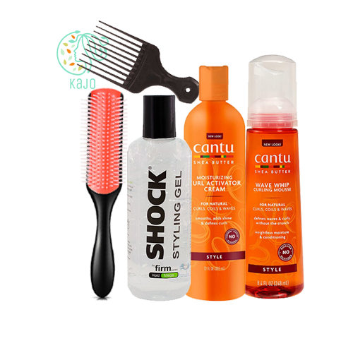 Essential Styling Package - Cantu & Shock Kit Ohmykajo curly hair care, hair loss treatment, curly hair products Essential Styling Package - Cantu & Shock Kit