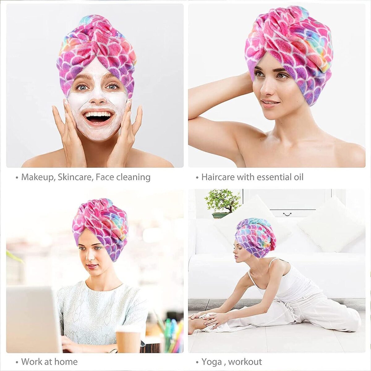  Mermaid Microfiber Hair Towel Turban