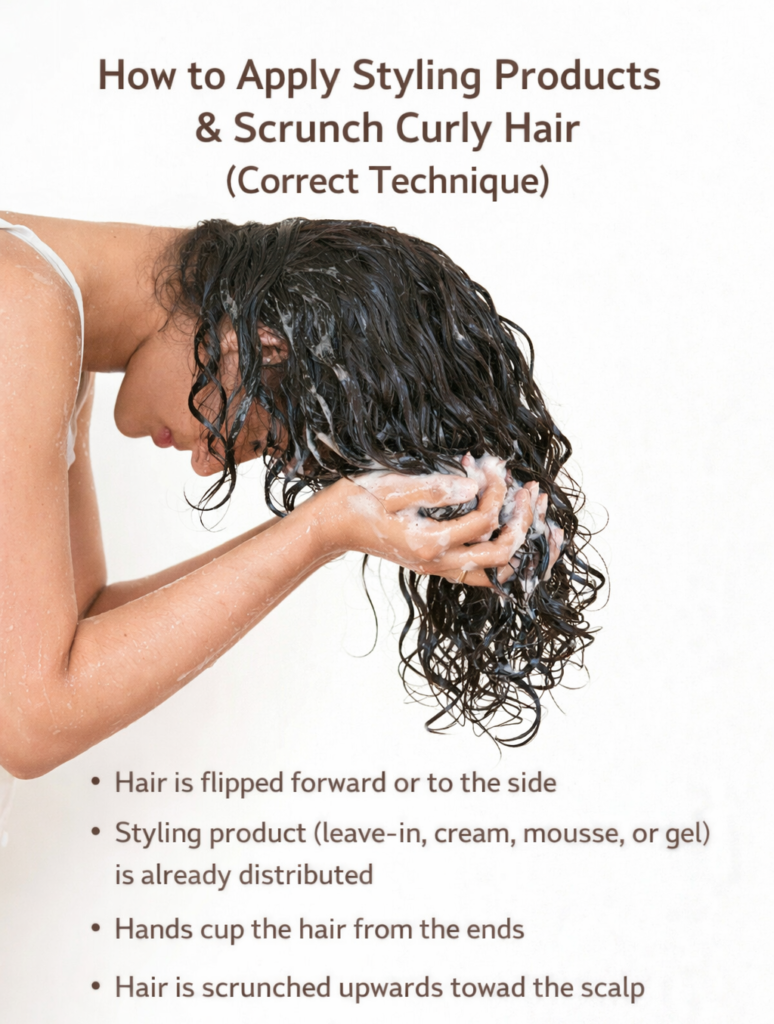 Applying hair foam to roots for volume